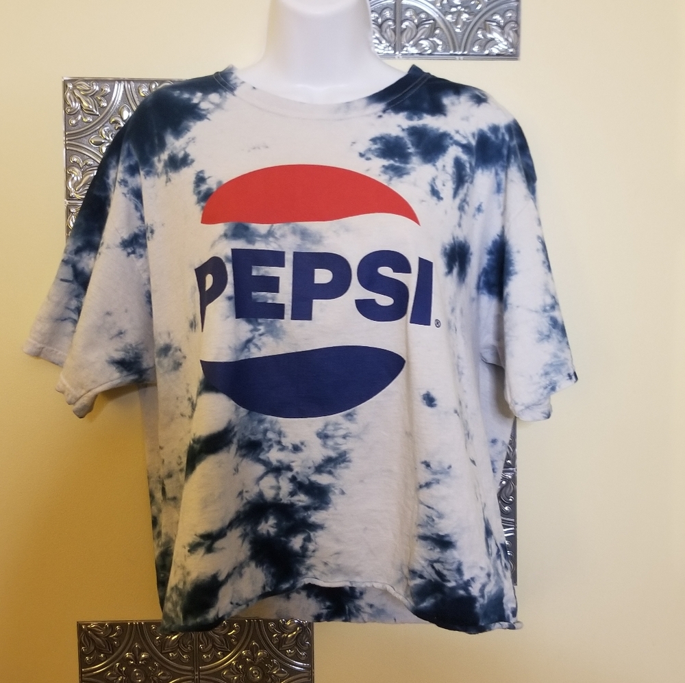 Pepsi Merchandise Cropped Logo Spellout Tie Dye Sz L